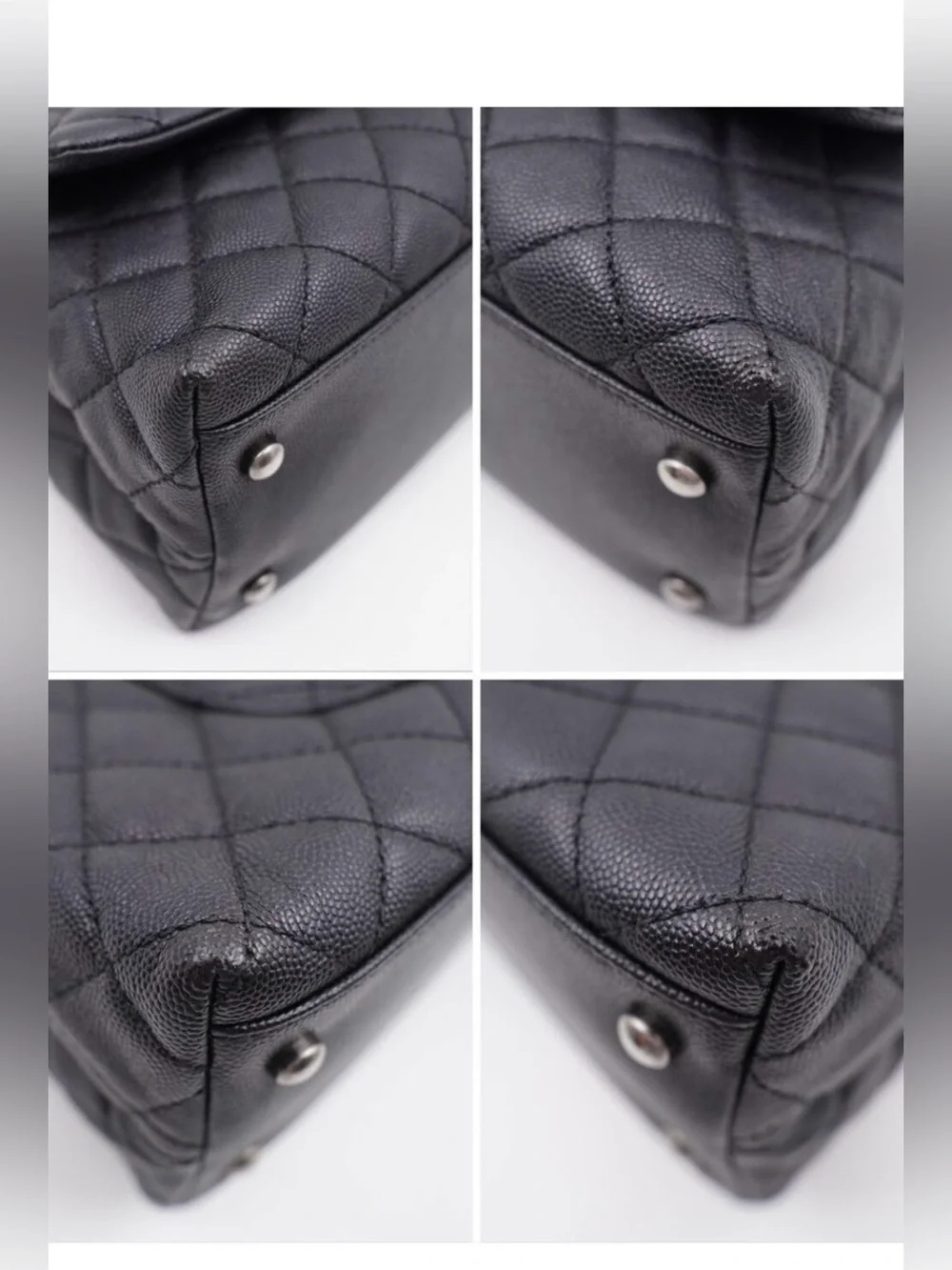 Coco Chanel Top Handle Lizard Small Black Caviar